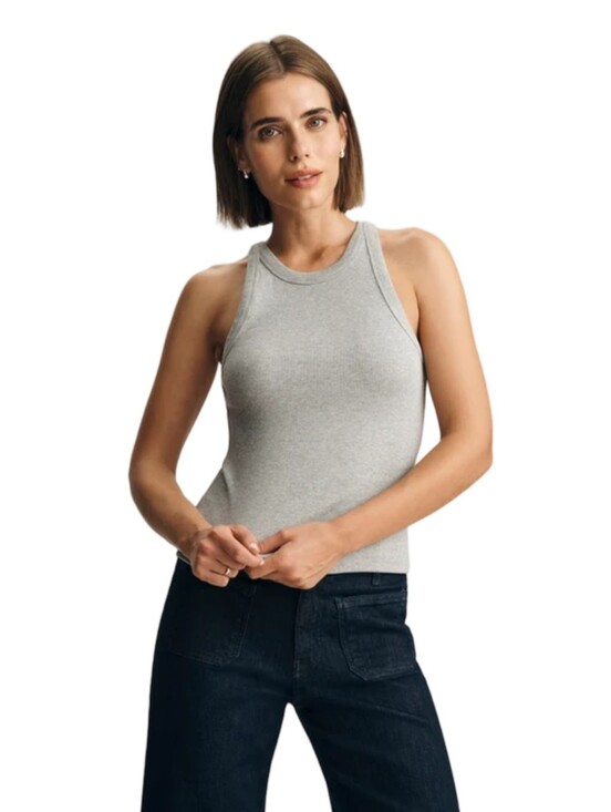 Tahari Tops - Tahari Light Grey Ribbed Racerback Tank